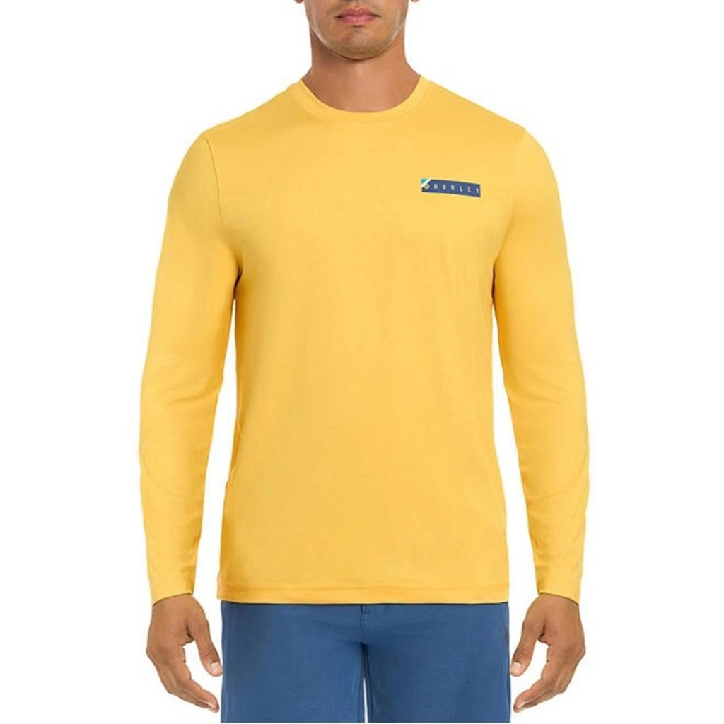Hurley Men's Yellow Long Sleeve UPF 50 Sun Protection Shirt Size Large
