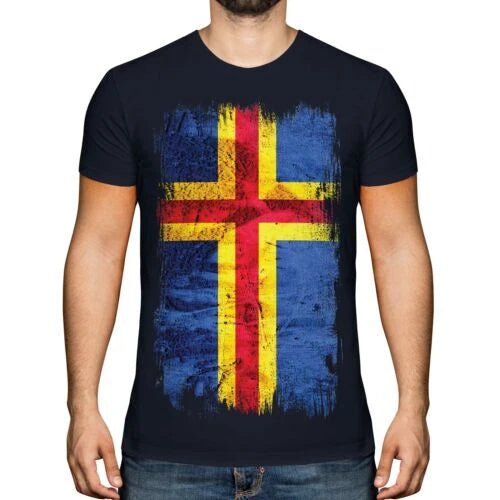 ALAND GRUNGE FLAG MENS T-SHIRT TEE TOP FOOTBALL GIFT SHIRT CLOTHING JERSEY