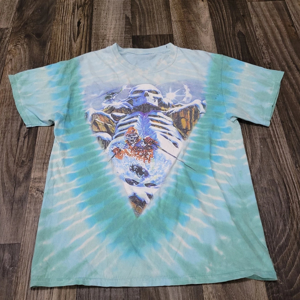 Grateful Dead Skeleton Heli Ski R Biffle Tie Dye Shirt Size L 1994 Reprint