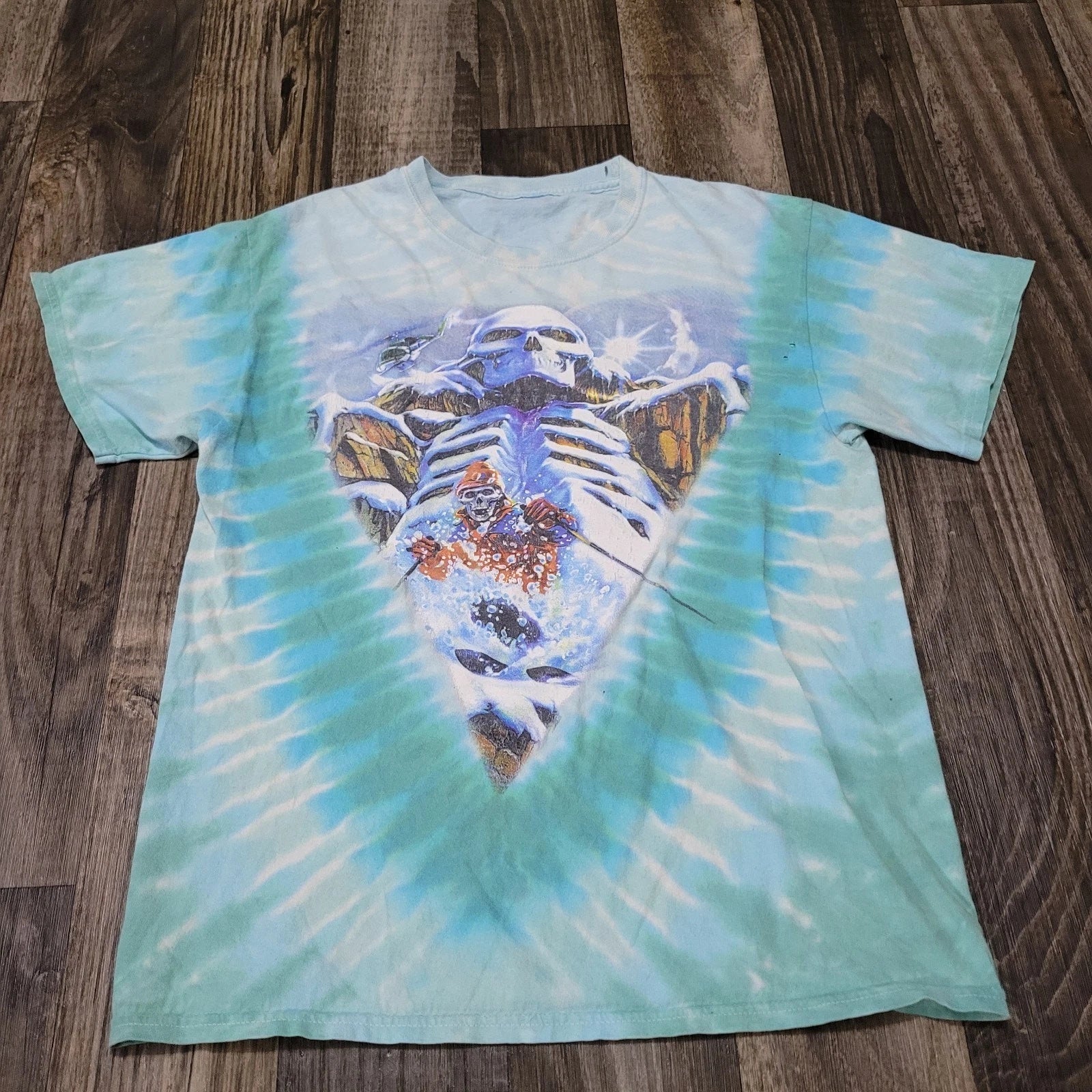 Grateful Dead Skeleton Heli Ski R Biffle Tie Dye Shirt Size L 1994 Reprint