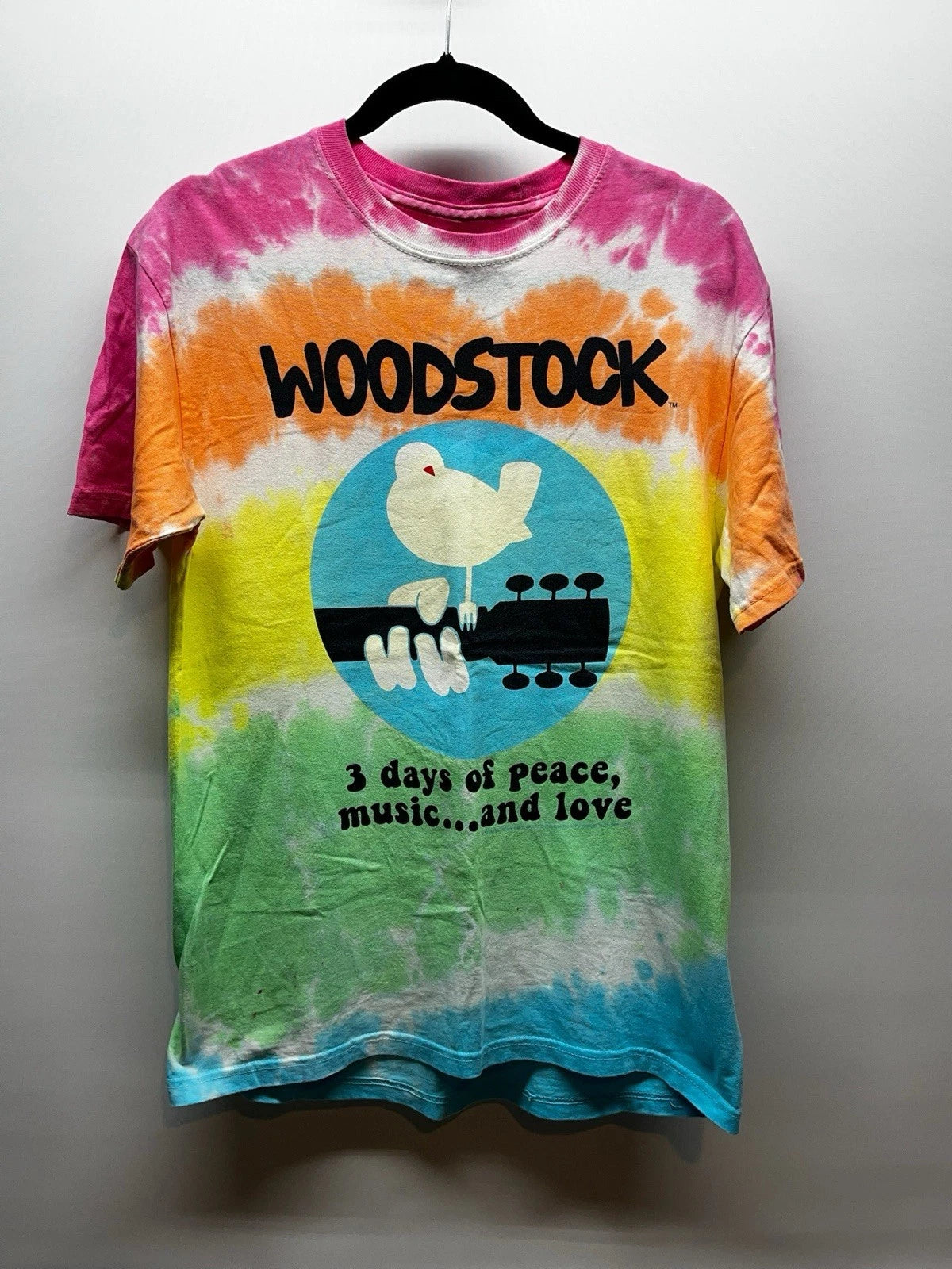 Woodstock Music Peace Love 2016 Tie Dye Liquid Blue T shirt Size Men’s M