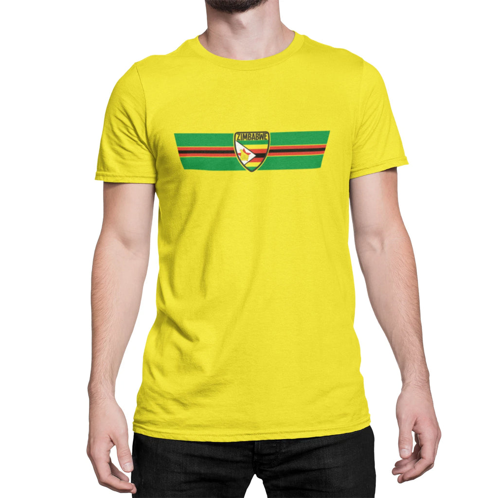 ZIMBABWE Retro Strip Mens  Cotton T-Shirt Football Africa Cup Of Nations