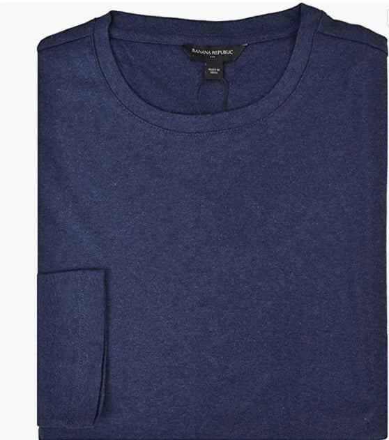 MENS XL BANANA REPUBLIC LUXE TOUCH PERFORMANCE SHIRT LONG SLEEVE PREPPY NAVY NWT