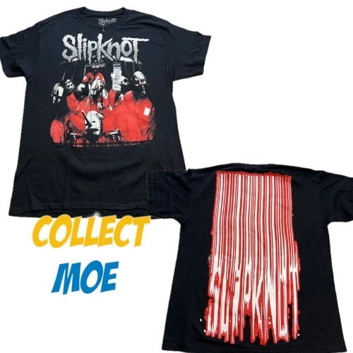 Slipknot Self-Titled Album Cover Art Heavy Metal Band Tee Large Barcode On Back