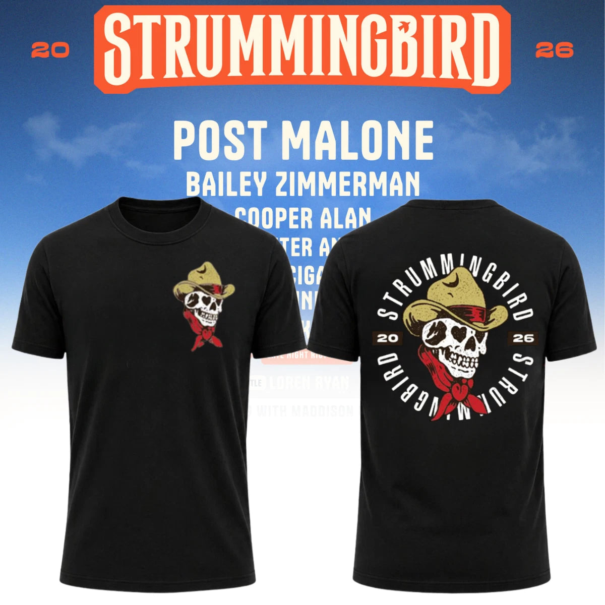 Strummingbird 2026 Festival Exclusive Shirt October 2026 Skull Cowboy Fan Tee