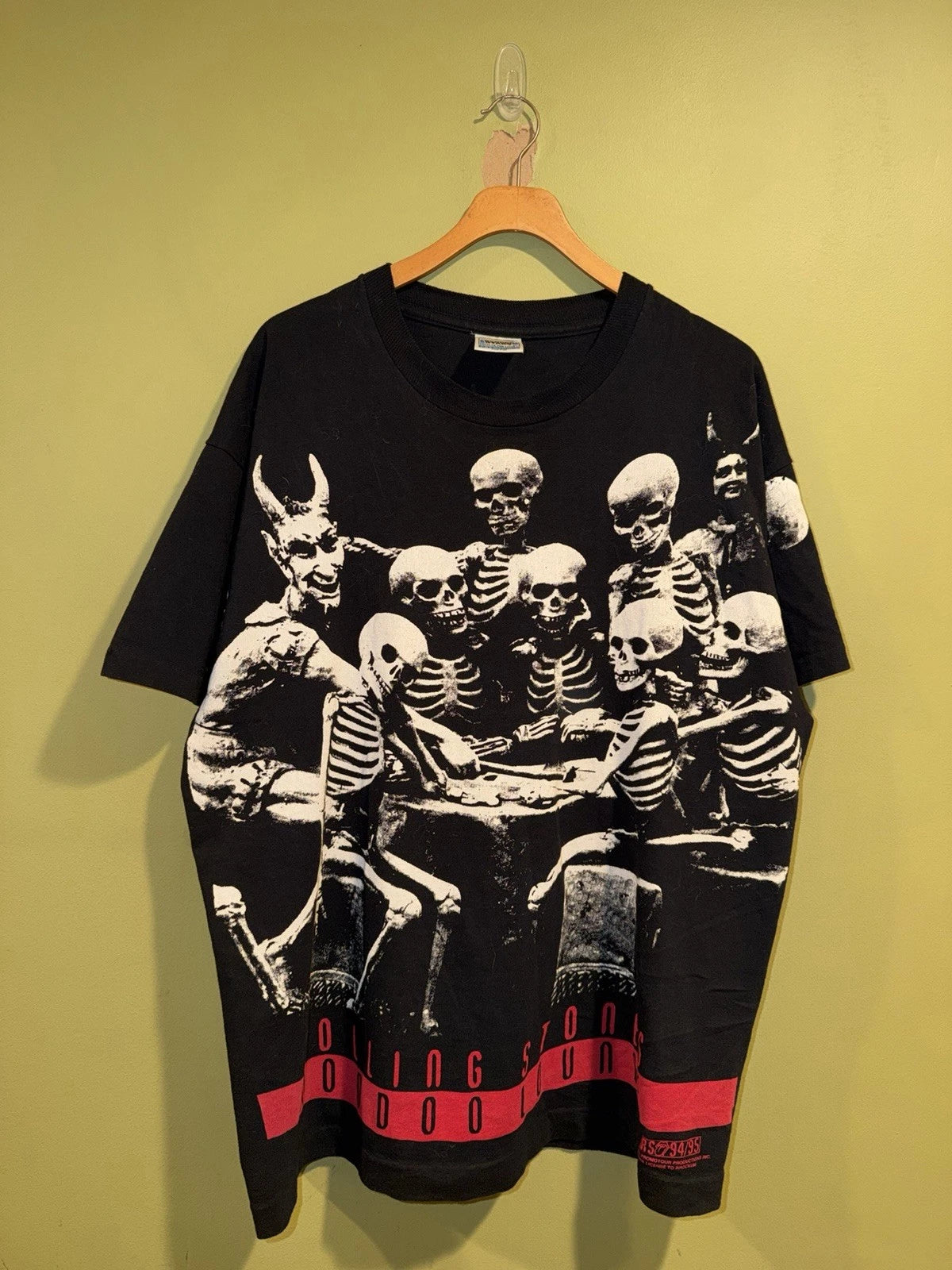 90s Screen Stars by Fruit of the Loom Rolling Stones Skull Black T-Shirt XL