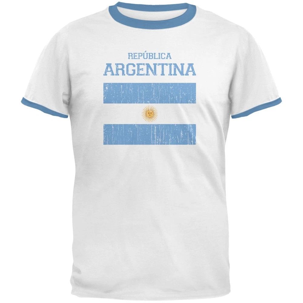 World Cup Distressed Flag Republica Argentina Men's Ringer T-Shirt