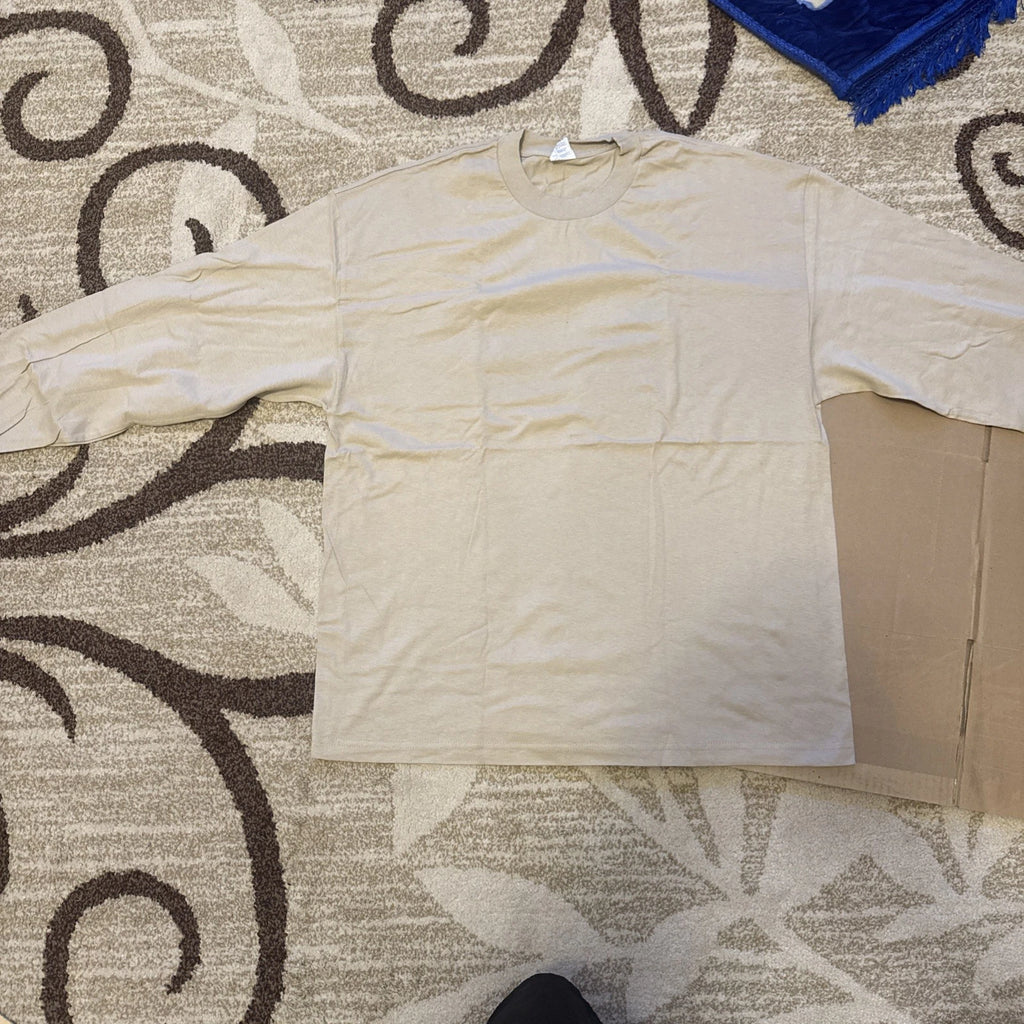 2xL Beige Style Apparel AAA TShirt1301 Men's Plain Blank Long Sleeve T Shirts