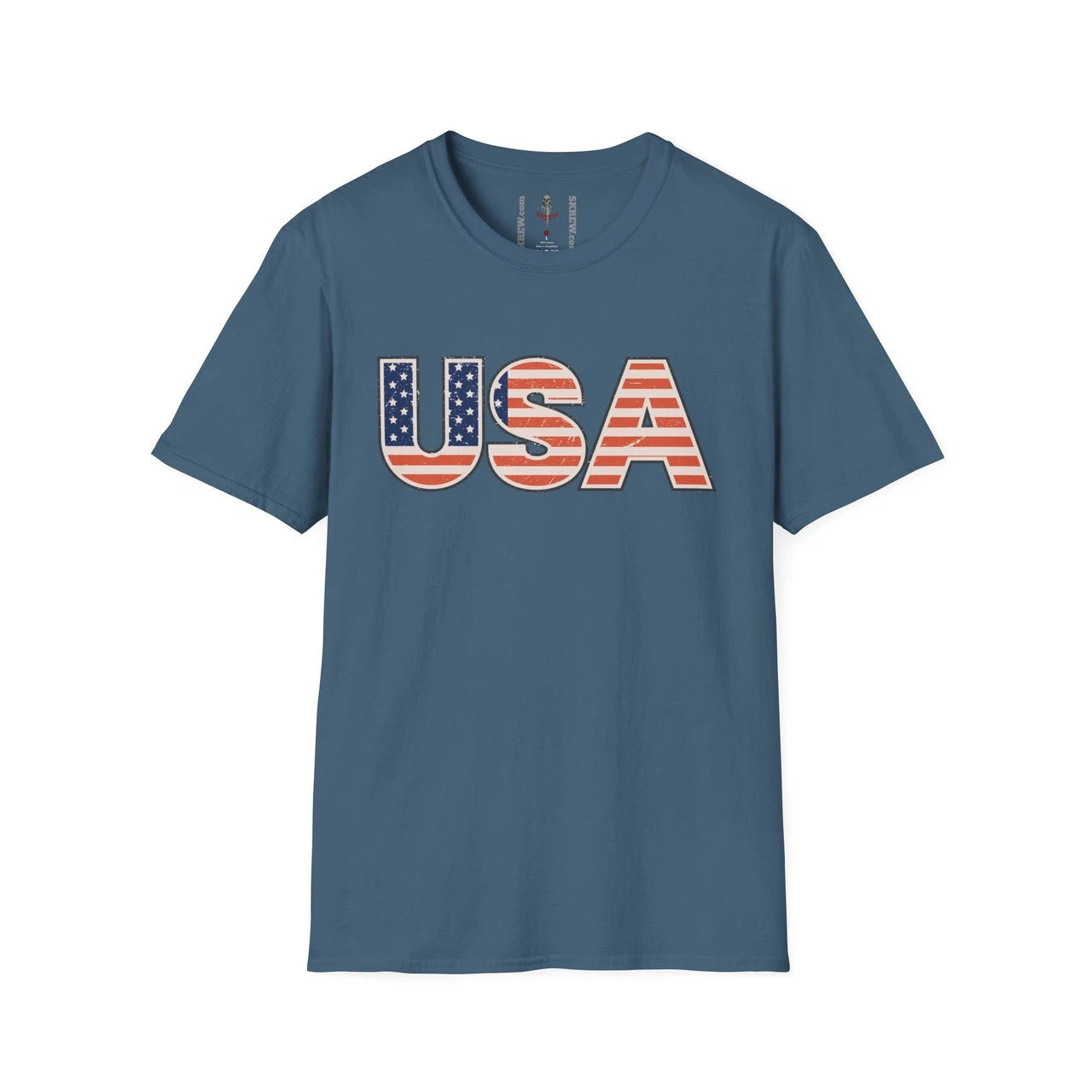 USA Flag Grunge Graphic Softstyle T-Shirt – Patriotic American Stars & Stripes