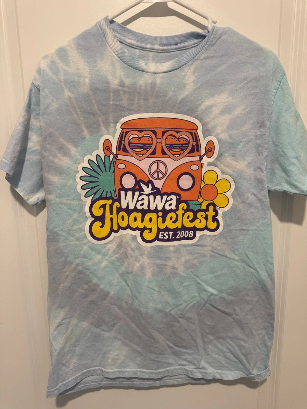 Wawa Hoagiefest Tie Dye Graphic T Shirt Size medium Est. 2008 Groovy Hippie