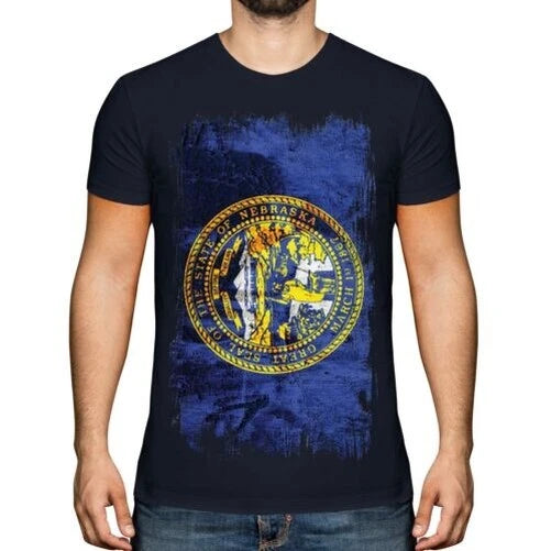 Nebraska State Grunge Flag Mens T-Shirt Nebraskan Shirt Jersey Gift