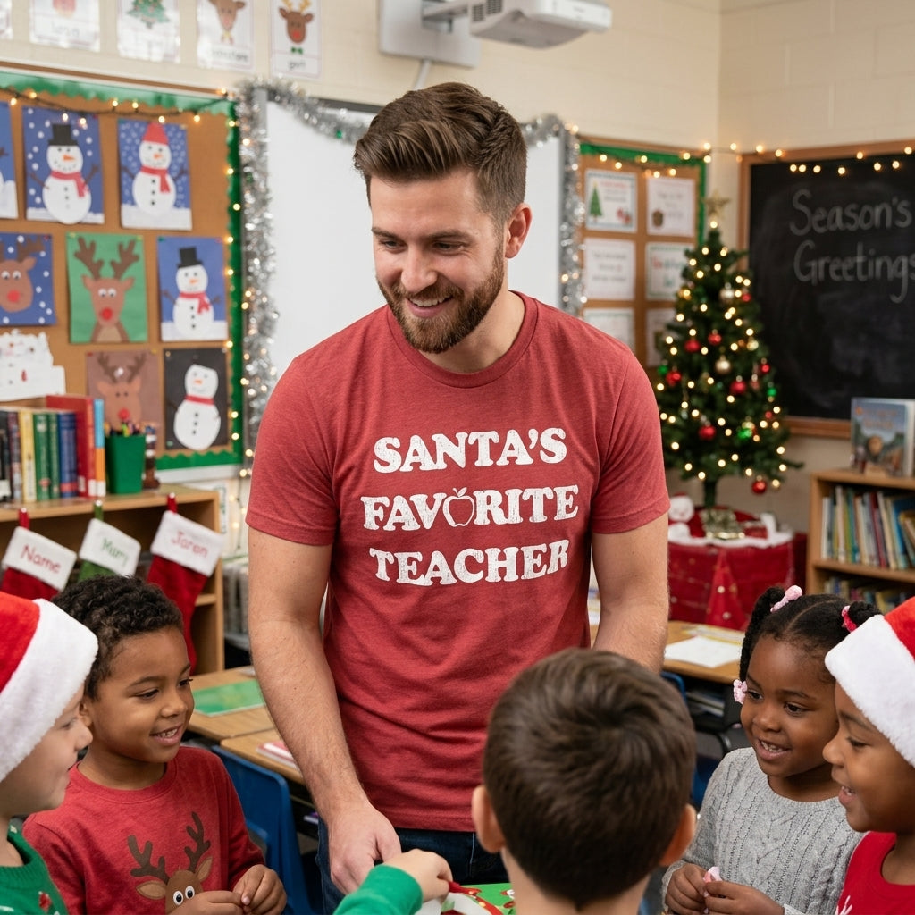 Santas Favorite Teacher Men's T Shirt