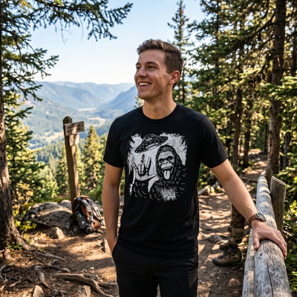 Bigfoot UFO Men's T Shirt
