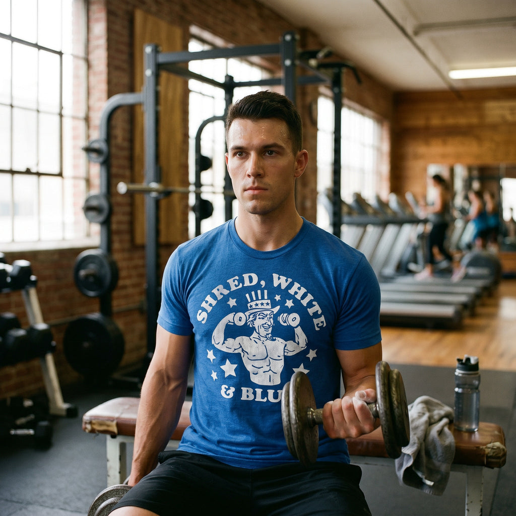 Shred White And Blue Men's T Shirt