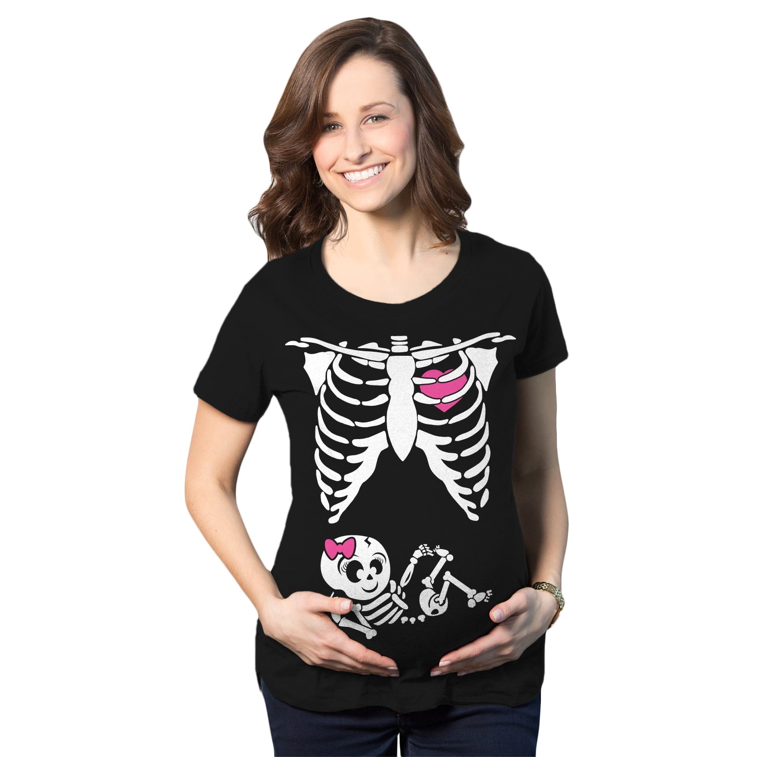 Skeleton Baby Girl Maternity T Shirt