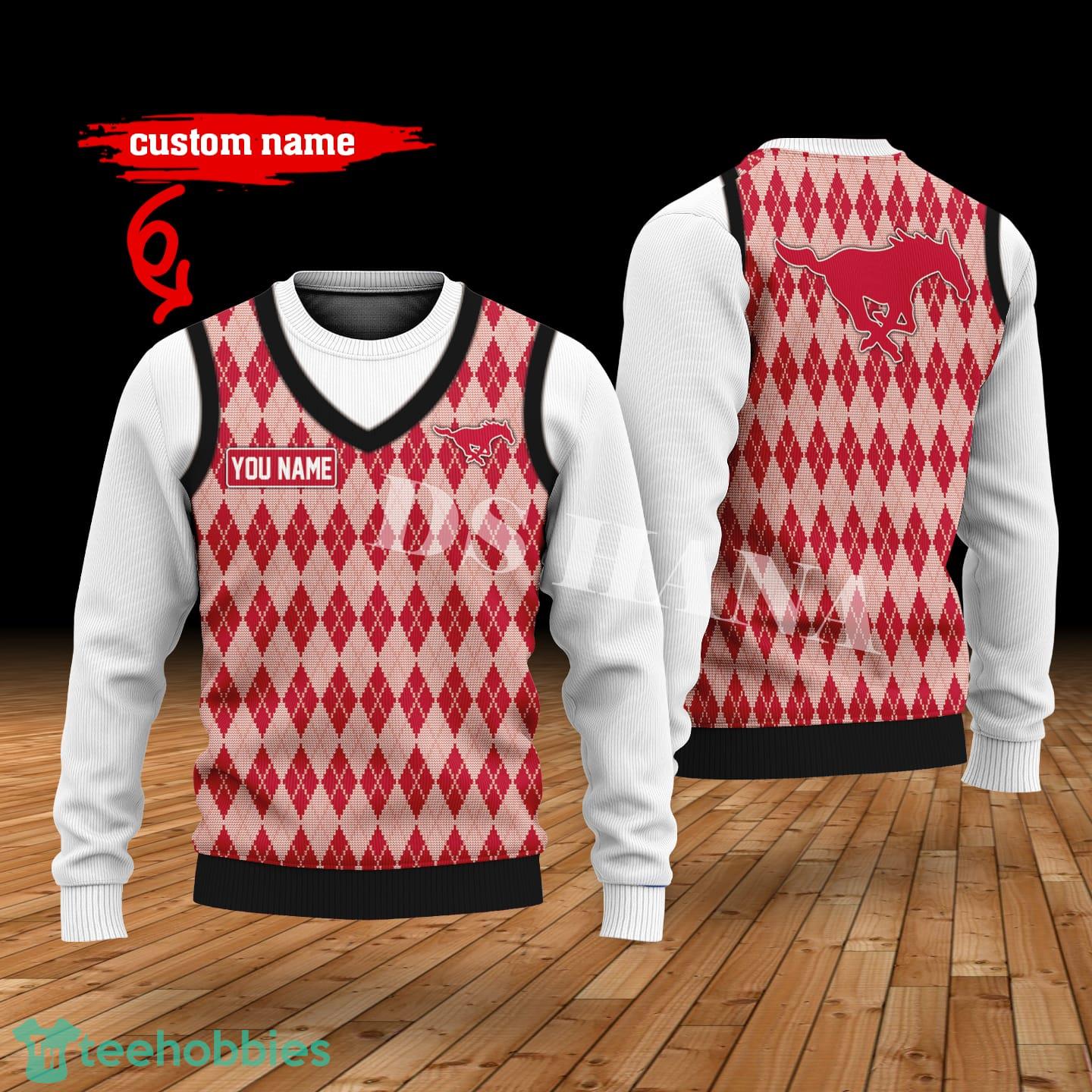 SMU Mustangs Custom Name New Style Sweater Ghile Style 3D Print Christmas Sweater