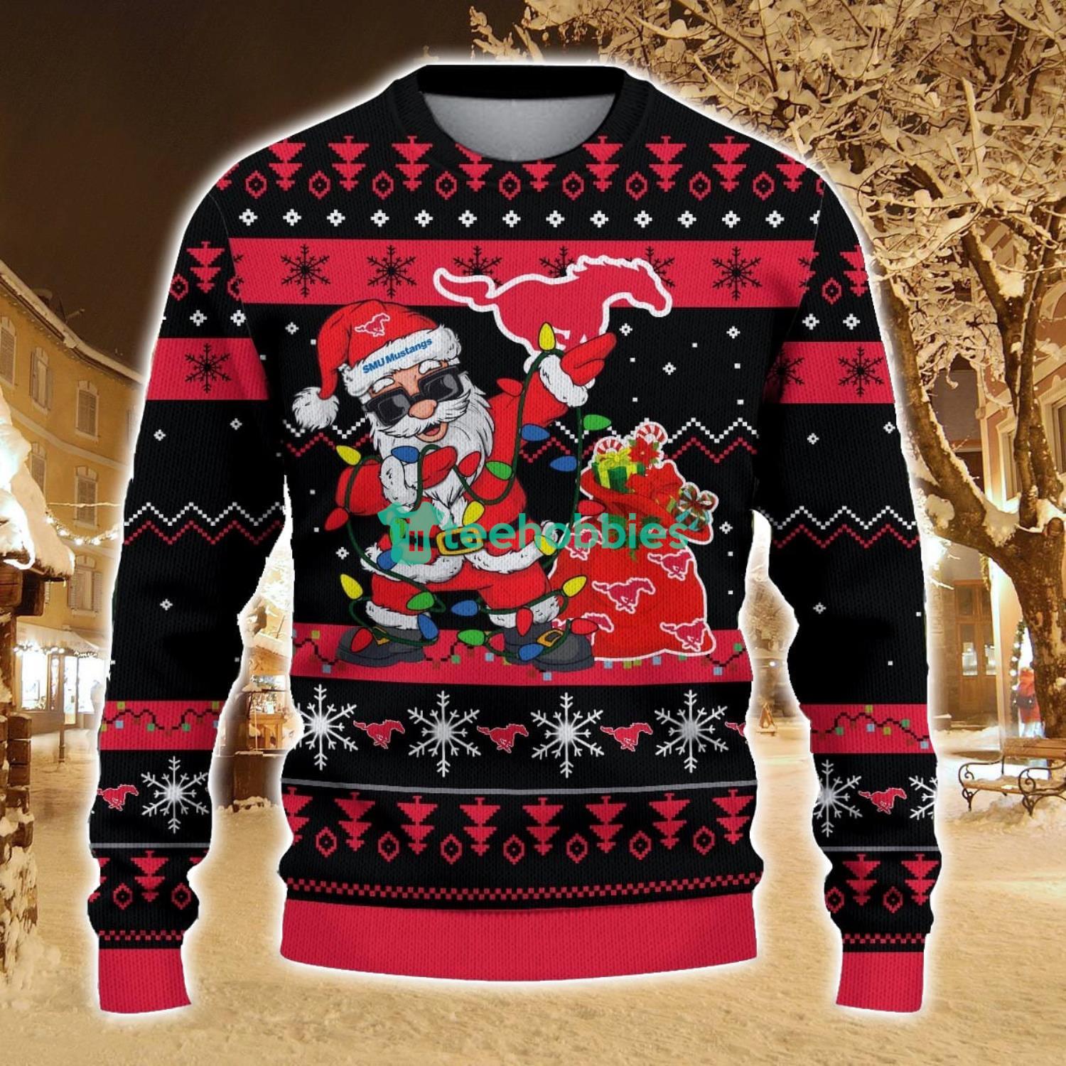 SMU Mustangs Santa Claus Ugly Christmas Sweater All Printed Sweater For Fans Gift Ideas