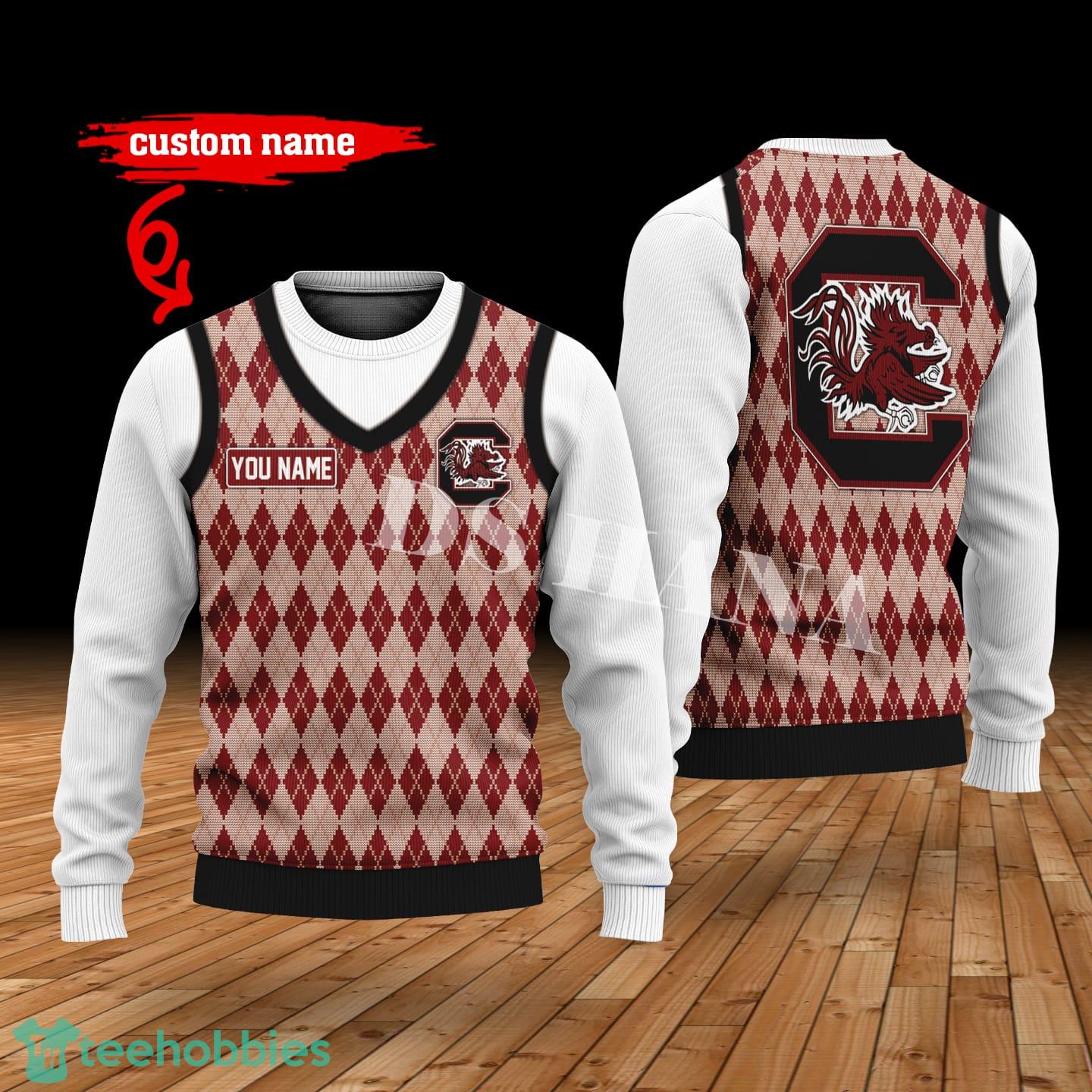 South Carolina Gamecocks Custom Name New Style Sweater Ghile Style 3D Print Christmas Sweater