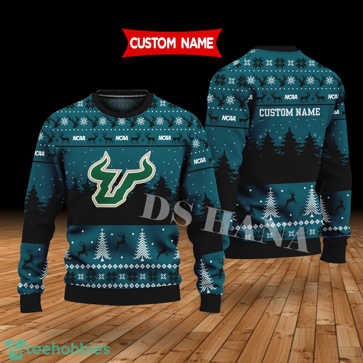 South Florida Bulls Custom Name Merry Xmas Sweater For South Florida Bulls Fans Sweater