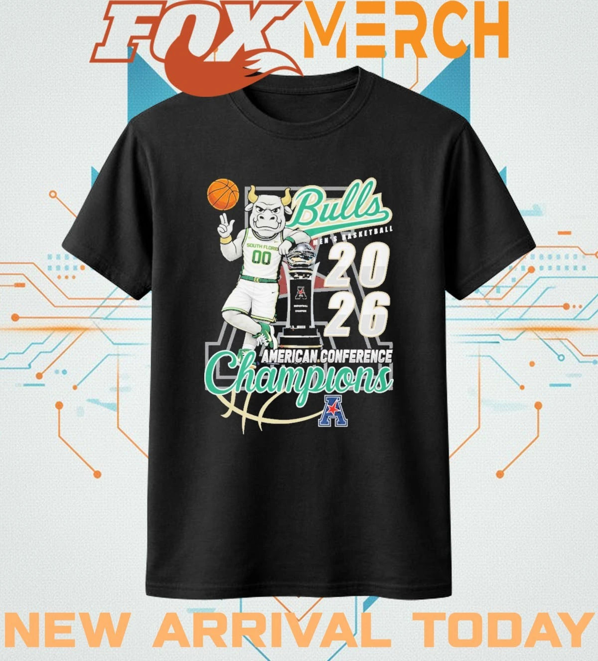 South Florida Bulls Men’s Basketball 2026 American Conference Champions mascot t-shirt