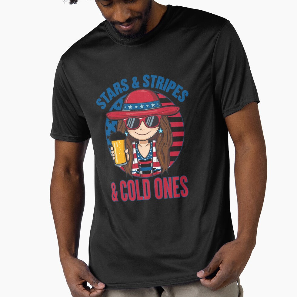 Stars and Stripes - Cold Ones Female by Gator Alley T-Shirt Shop