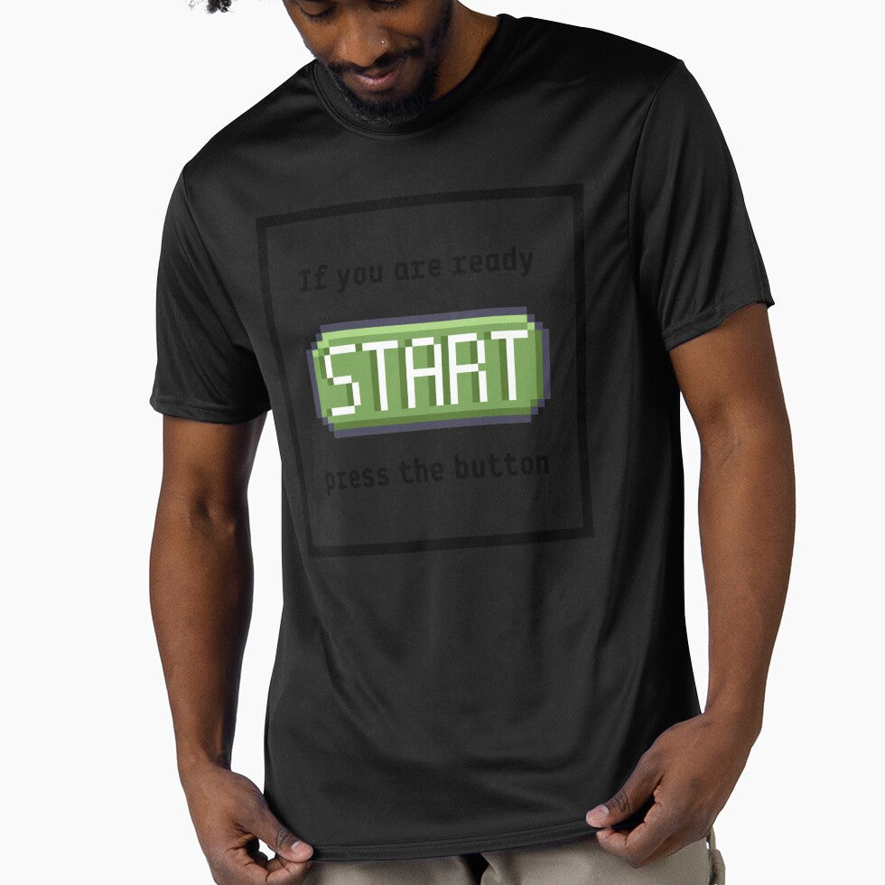 Press the start button (frame)  - Retro gaming experience  - Text based design - Black text by Nemesiscrowd