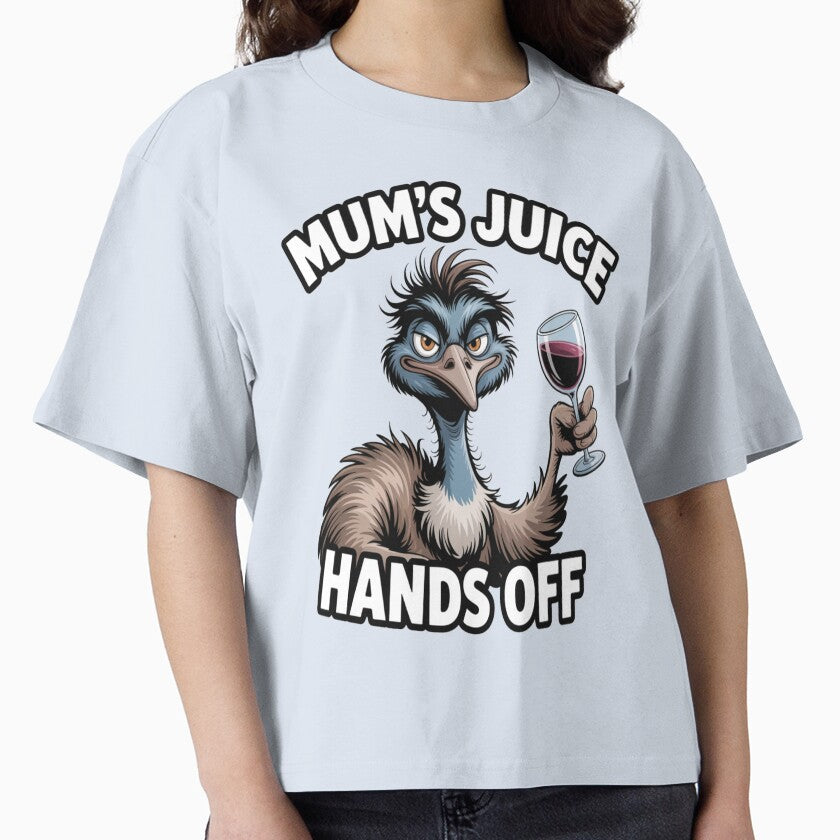 Mum’s Juice Hands Off Emu – Funny Wine Mum Cartoon Design by stickercuffs