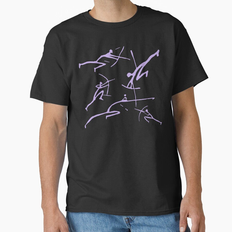 Digital Lavender Bowmen Minimalist Paleolithic Cave Art Bow Fight by pelagio