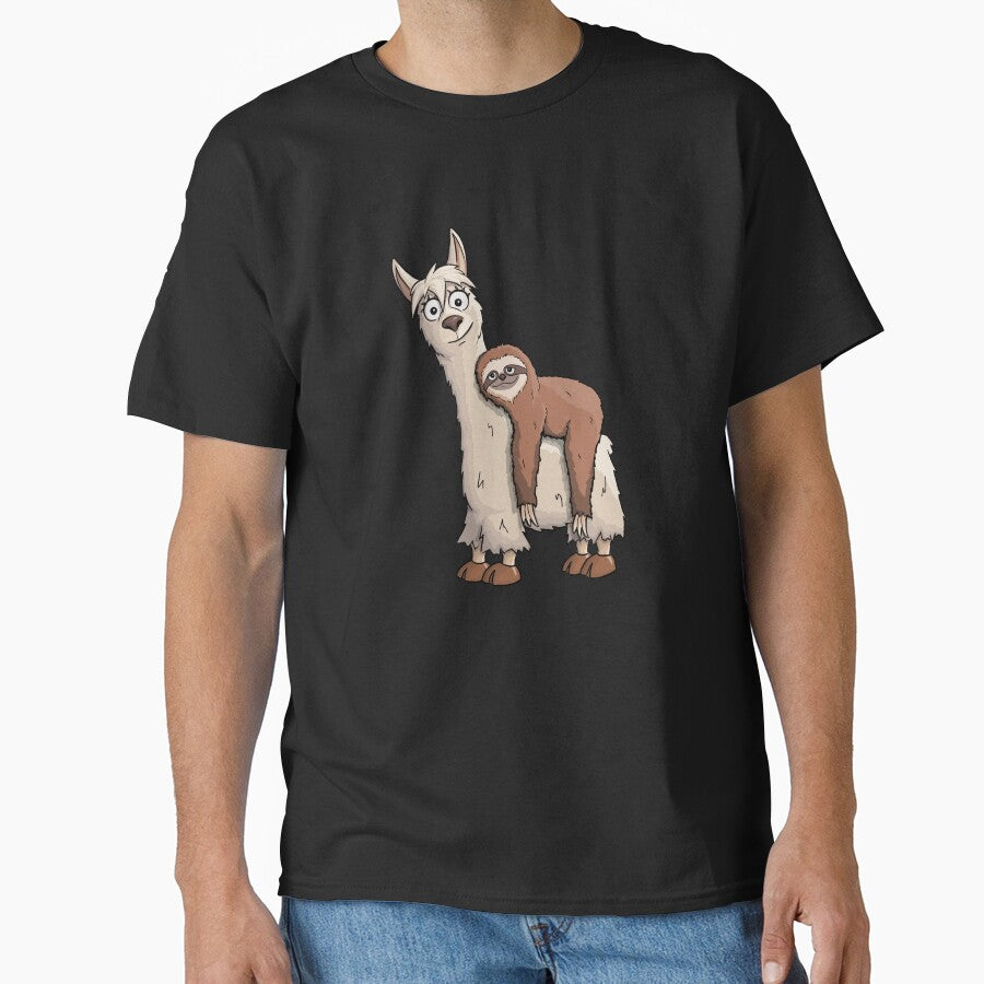 Trendy Funky Cartoon Chill Out Sloth Riding Llama by Skizzenmonster
