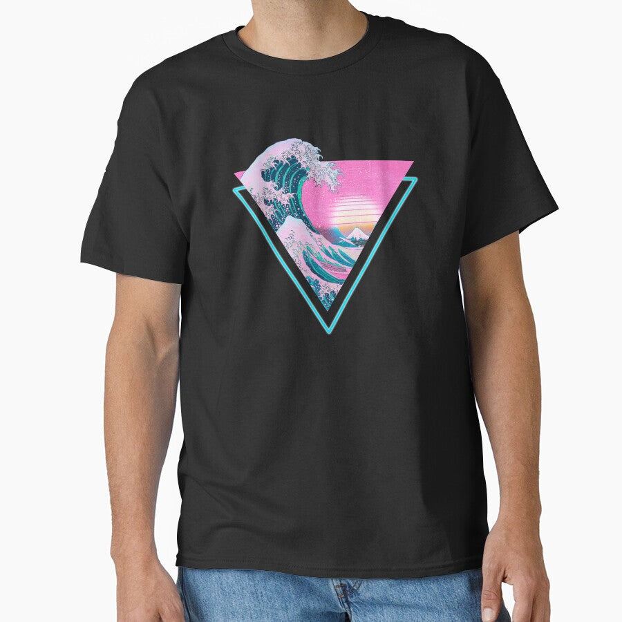 Vaporwave Aesthetic Great Wave Retro Triangle by CoitoCG