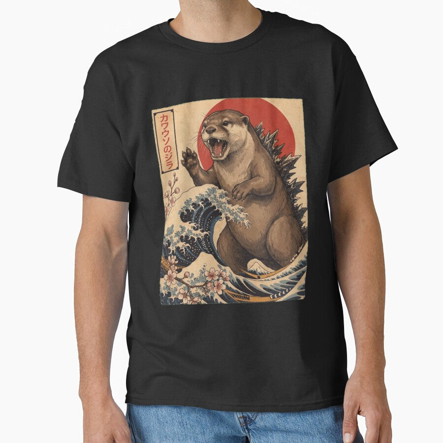 Otterzilla Japanese Wave Art Animal Otter Lover by TerryConnells
