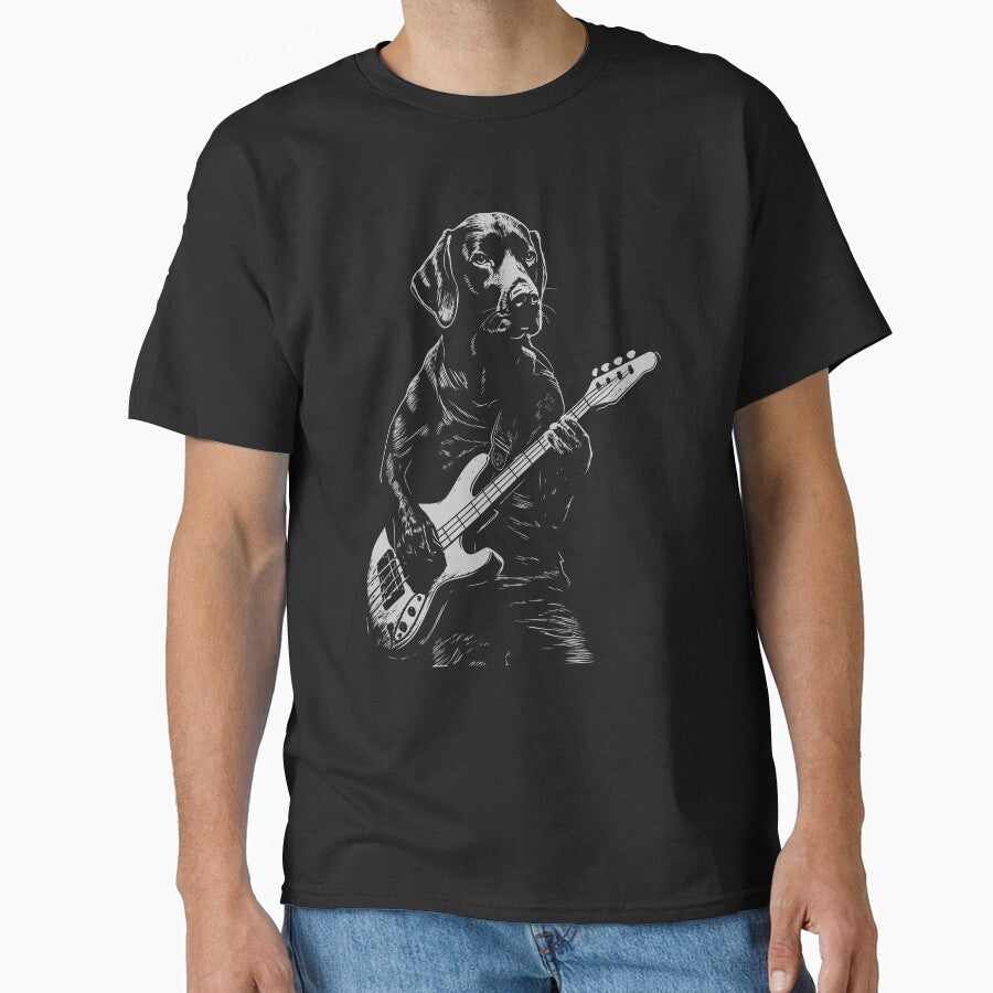 Funny Black Labrador Guitarist Bass Guitar Mom Dad Kids by rafaeltto