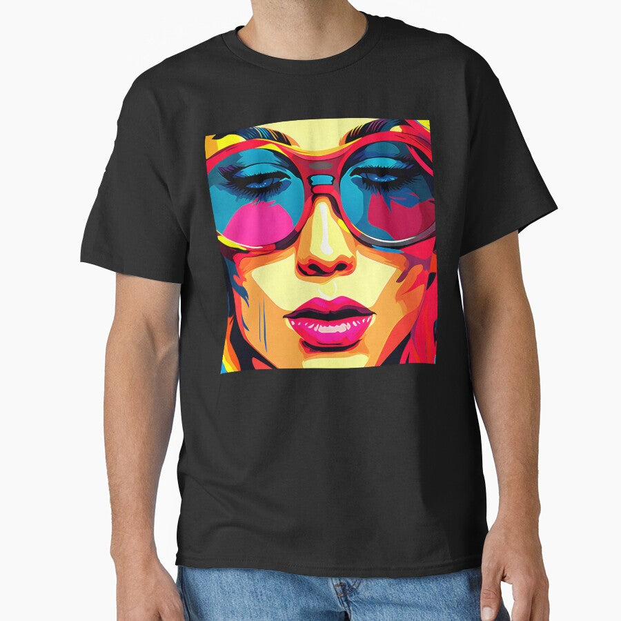 Pop Art Fantasy Female Face With Colorful Sunglasses by DEC02