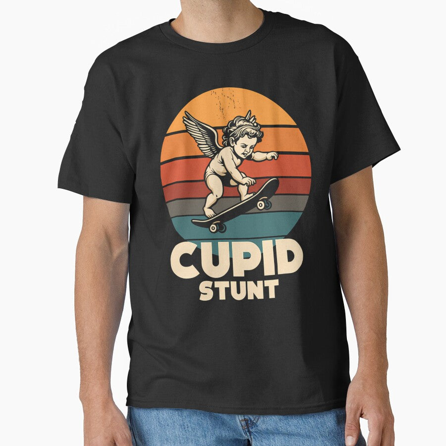Funny Cupid Stunt Spoonerism Retro Skateboard Angel Skater by Kirari On God