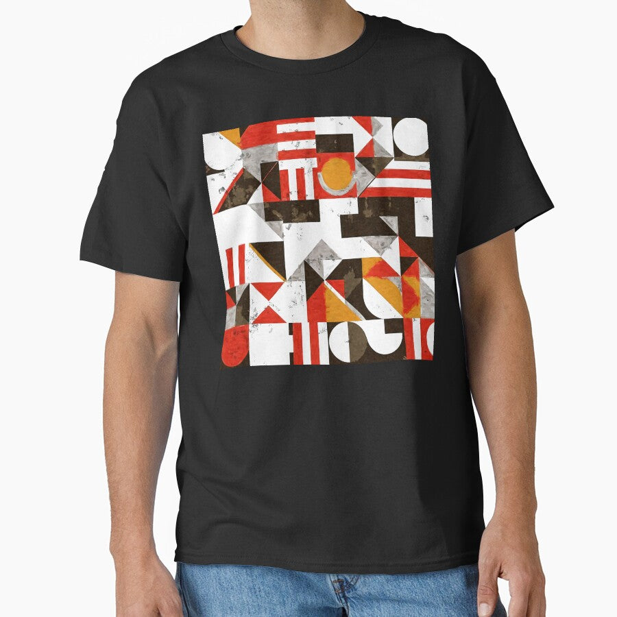 Grunge Bauhaus Modernism Geometric Red, White, Black Abstract by DEC02
