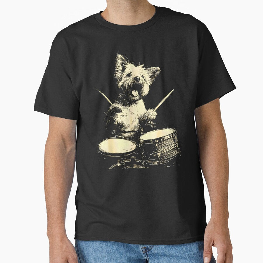 Cute Maltese Playing Drums Funny Music Dog Drummer by FerminVigo