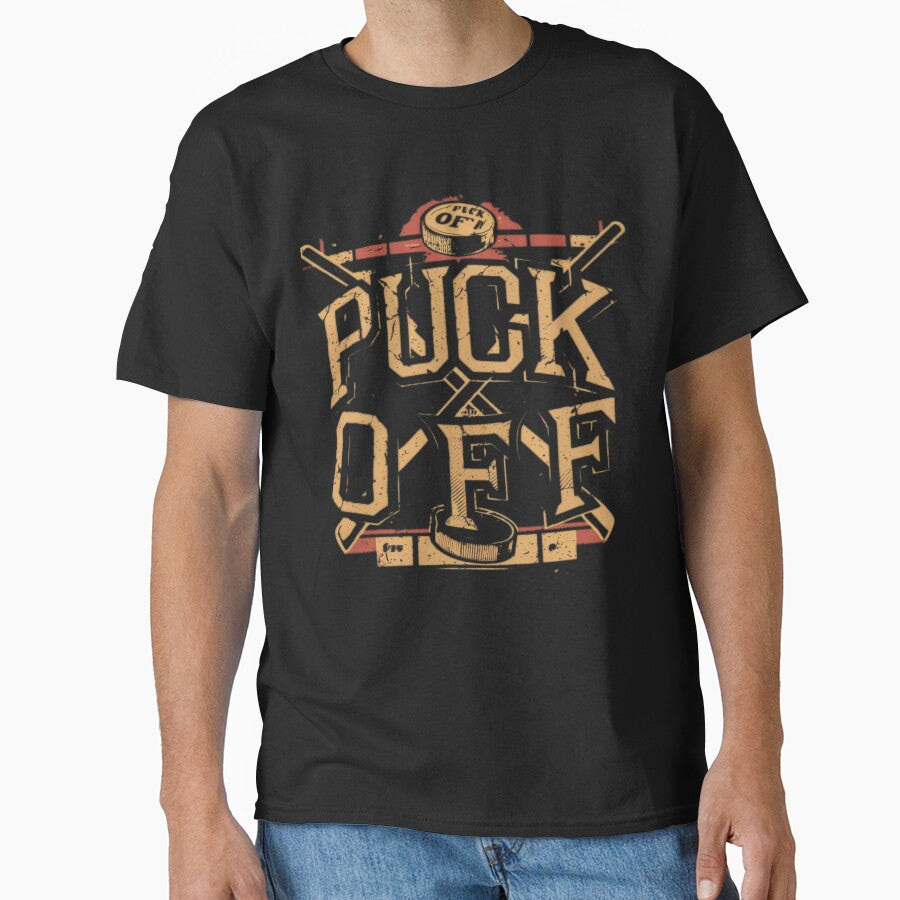 Black Puck Off Funny Hockey Pun funny by Youpiworld