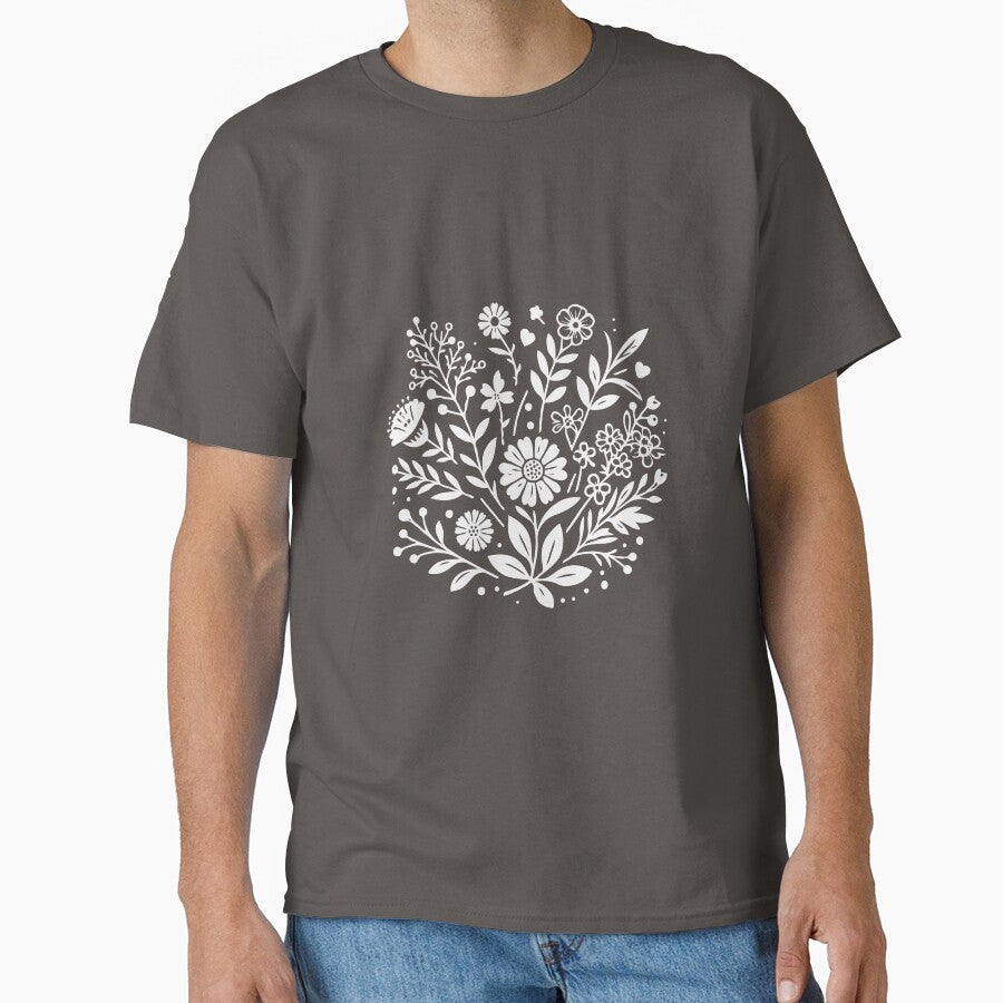 Minimalist T-Shirts, Gifts for Women, Flowers Crewneck Sweatshirt, Aesthetic Tees, Floral Shirts for Women, Wild Flowers Graphic Tees by teecraftstudios