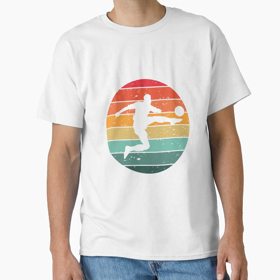 Retro Soccer Player Silhouette Vintage Football Design by HappyStencil