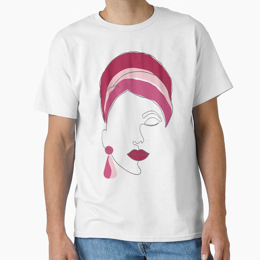 Minimalist Line Art Woman Red Pink by Designs24U