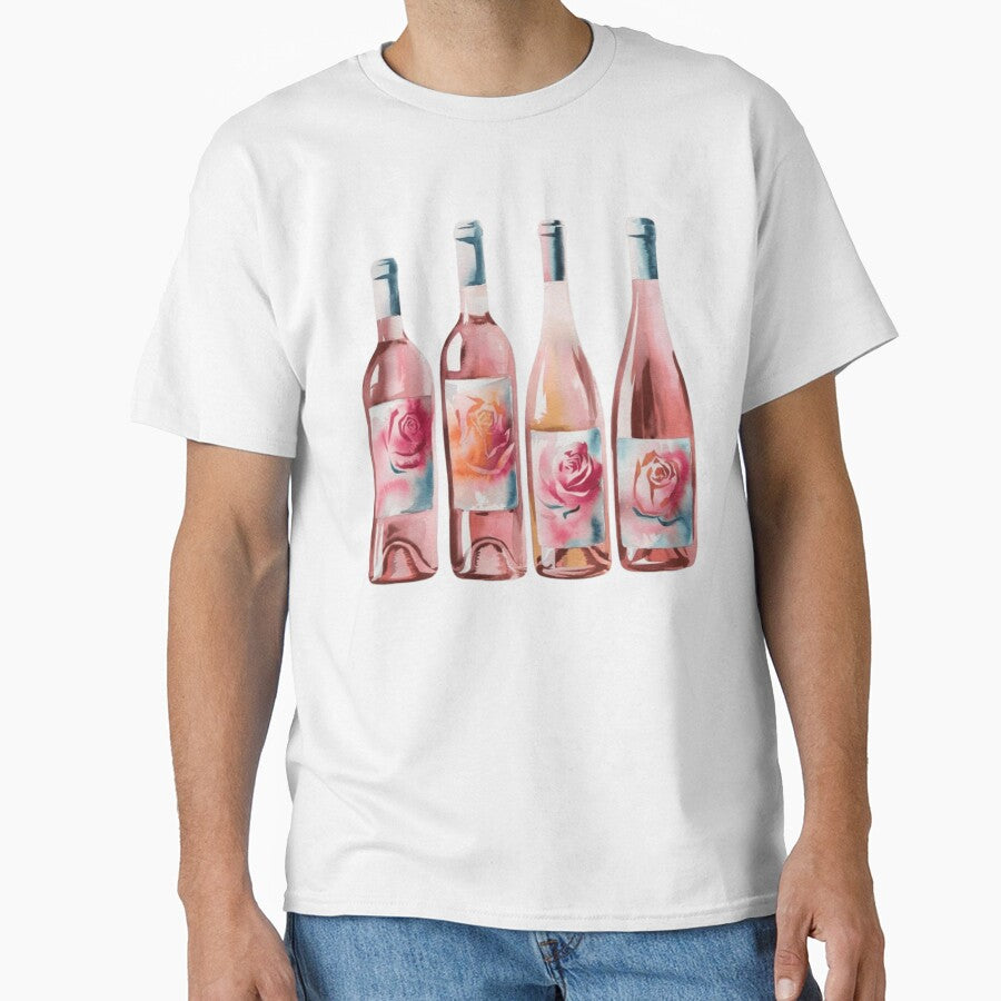 Watercolor Pink Wine Bottles by ArtQueen777