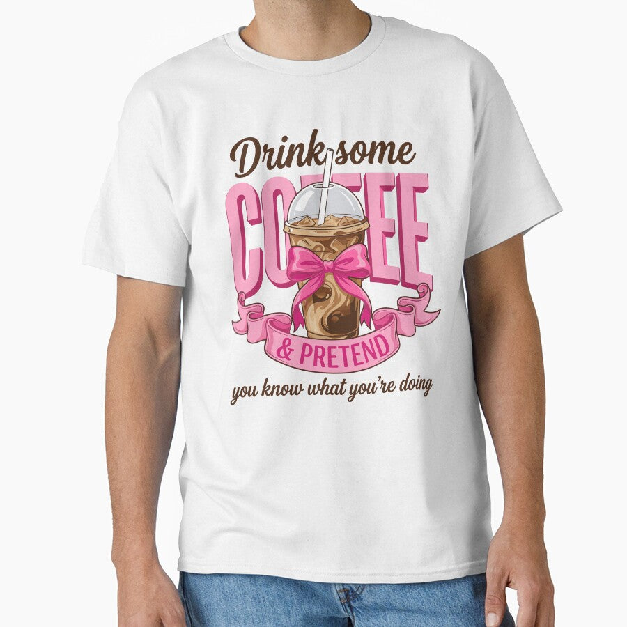 Funny Preppy Iced Coffee Pink Bow Quote by KroghDs