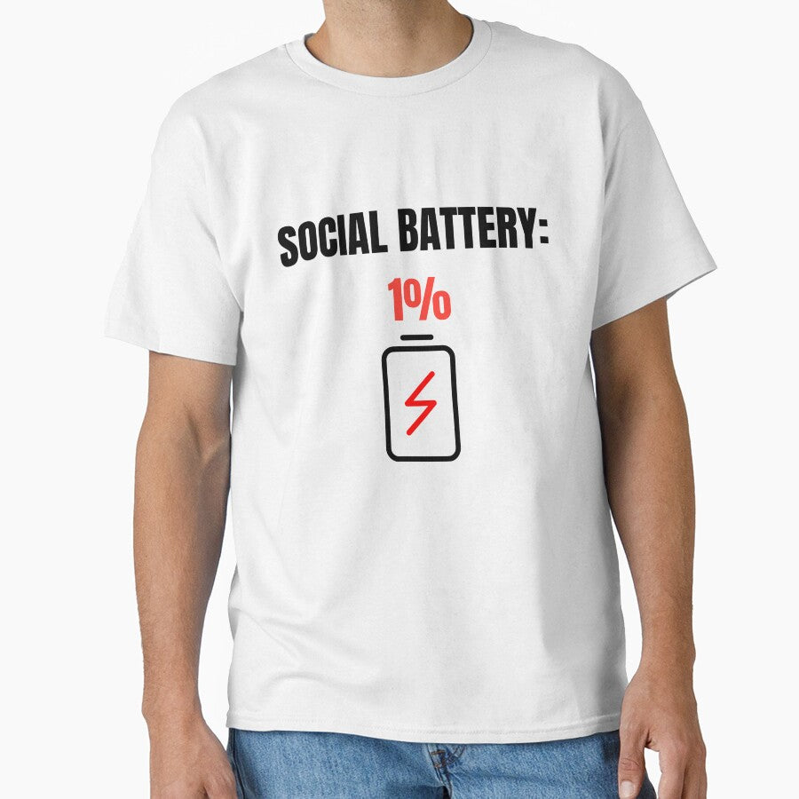 Social Battery 1 Percent Funny Introvert Humor Design by LowBatteryStudio ⭐