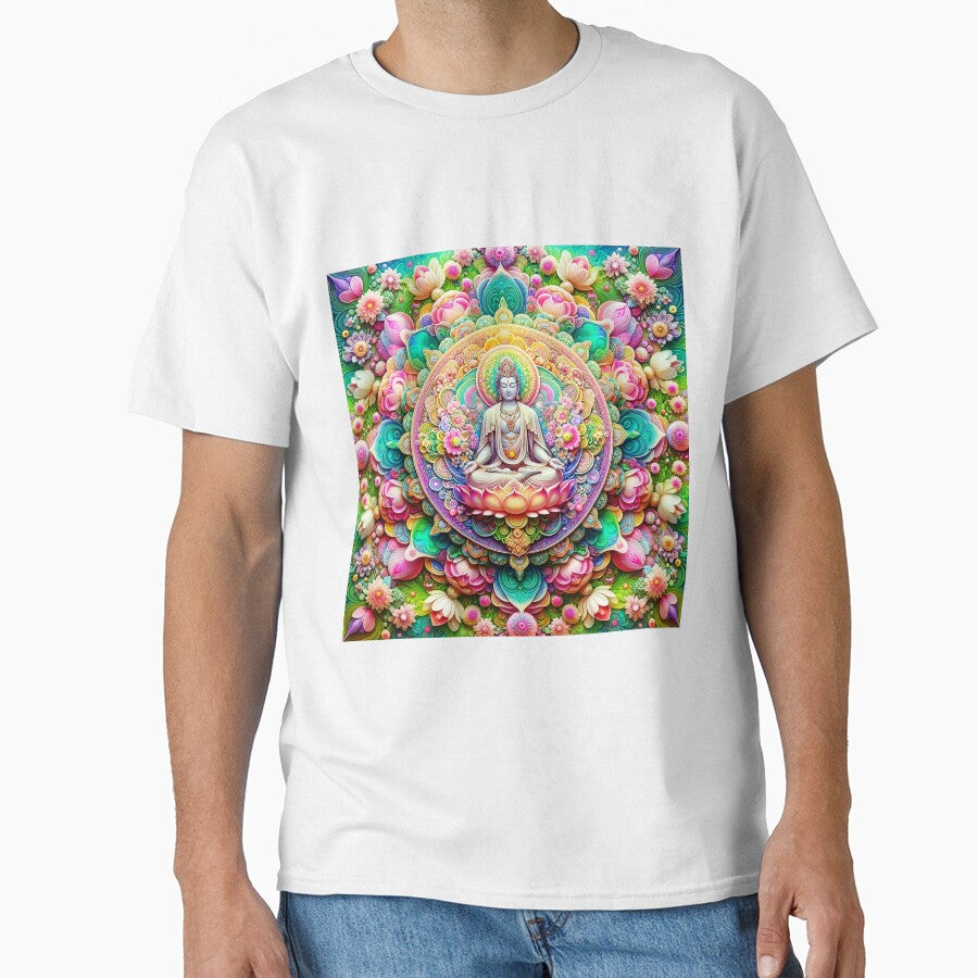 Spring Avalokiteshvara Psychedelic Floral Fractal Mandala 1 by GuyBlank