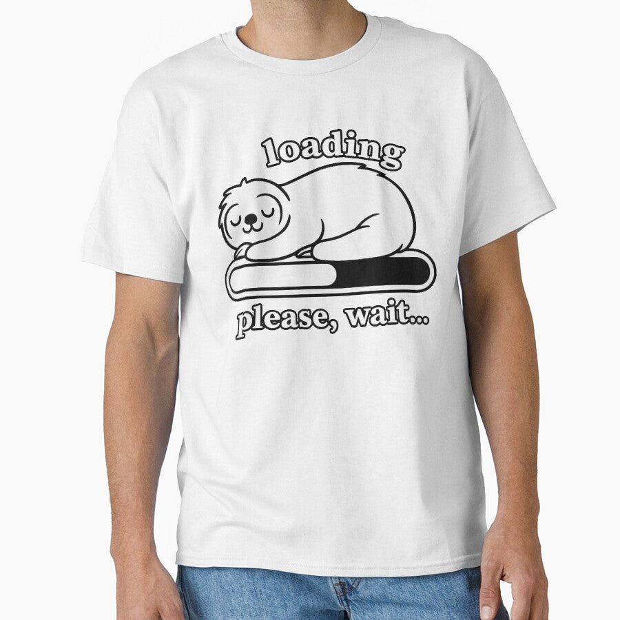 Minimalist Sloth Loading Please Wait | Funny Lazy Animal Design by LibbArt