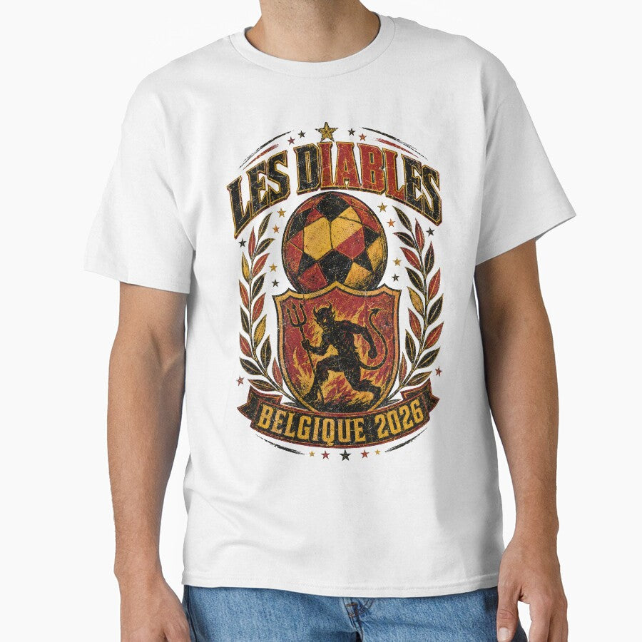 Les Diables Rouges Belgique 2026 World Cup Soccer T-Shirt by KickoffStudio