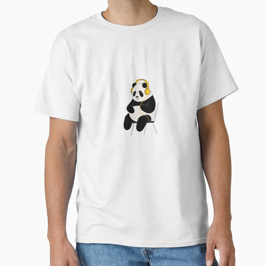 Panda minimalista escuchando musica by PandArtStudio