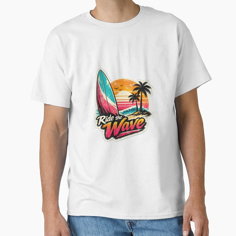 ride the wave retro surf sunset by RetroDistrict87