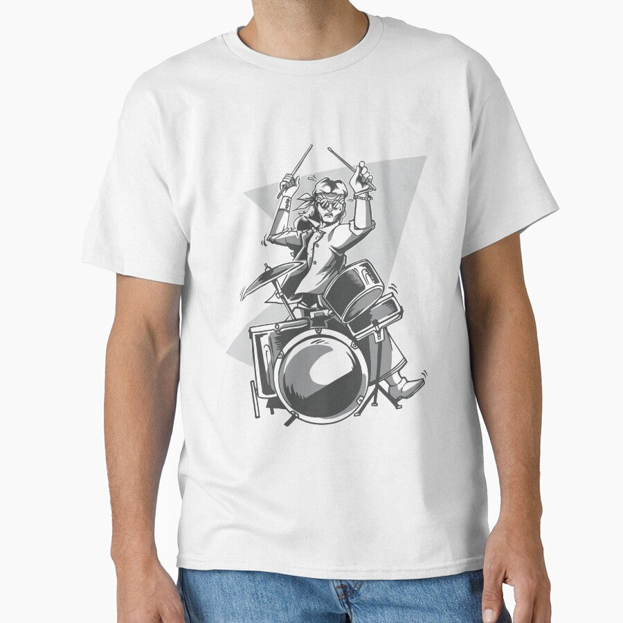 HIPPIE DRUMMER . Illustration of hippie playing drums by FFelder