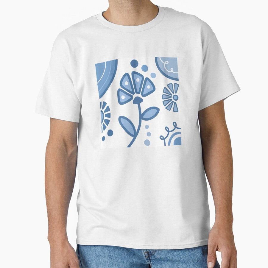 Blue And White Flower Boho Design by Sartoris Art